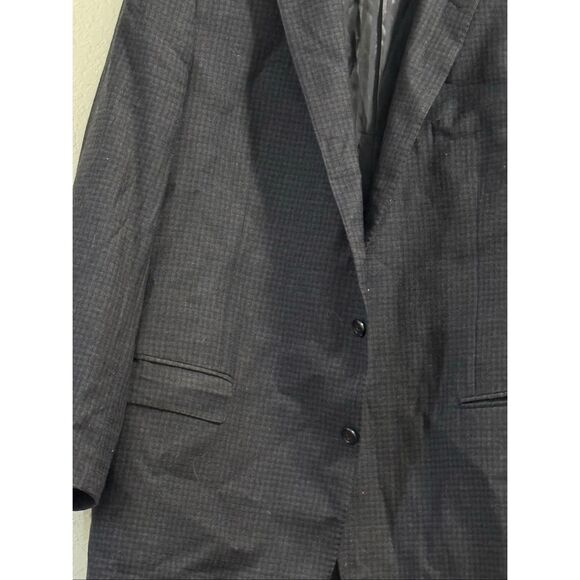 Baroni  100% Wool 2 Button Blazer Jacket SIZE 50L 50 L blue check - Picture 2 of 5